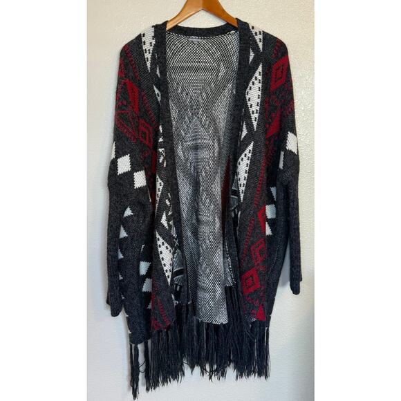 Charlotte Russe Cardigan Women Large Open Front Western Aztec Fringe Outdoor - Picture 1 of 9